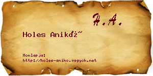 Holes Anikó névjegykártya